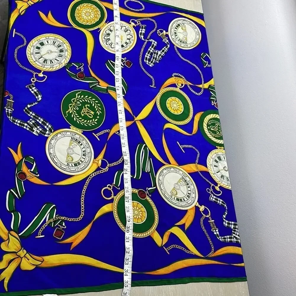 Vintage Alfred Sung silk clock scarf